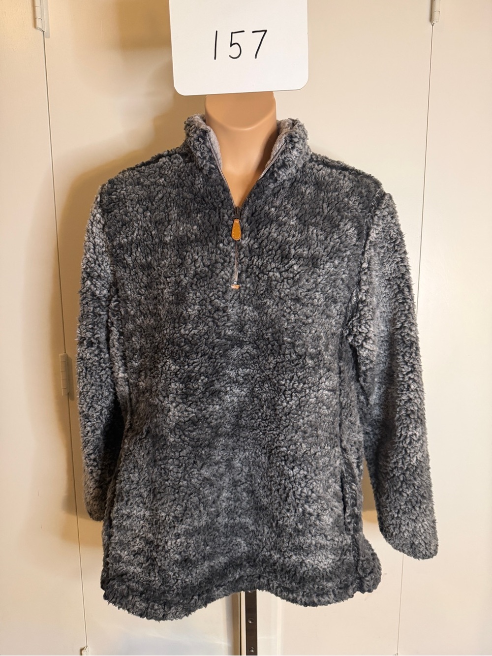 Katydid Gray Sherpa Half-Zip Turtleneck Pullover